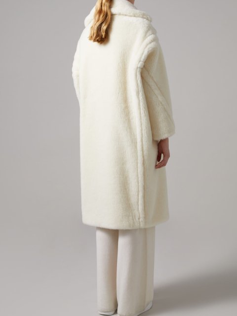 Біле пальто Teddy oversize Max Mara з бленду альпаки та шовку: фото 2 - Invogue
