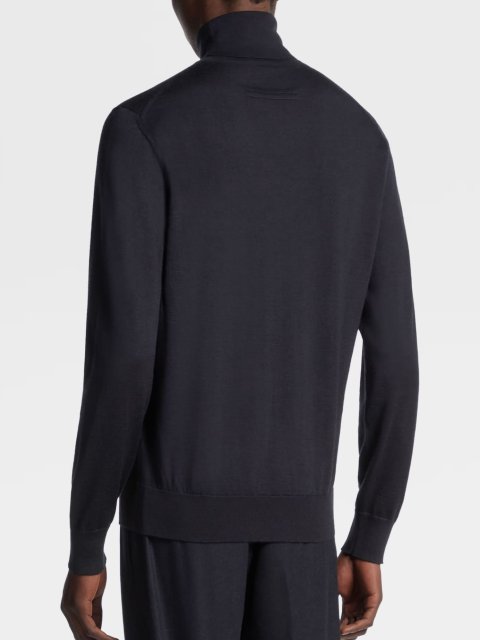 Темно-синій гольф Zegna з бленду кашеміру та шовку: фото 2 - Invogue