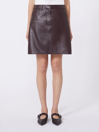 Бордовая юбка WEEKEND MAX MARA кожаная: фото 2 - Invogue