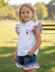 Комплект блузка з рюшами та джинсові шорти Hello Kitty Monnalisa: фото 1 - Invogue