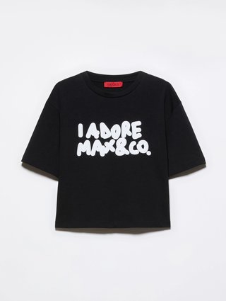 Чёрная футболка Max&Co из хлопка: фото - Invogue