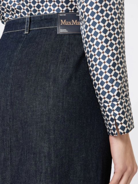 Темно-синяя юбка MAX MARA из смеси хлопка: фото 4 - Invogue