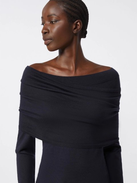 Темно-синий свитер MAX MARA из кашемировой пряжи: фото 4 - Invogue