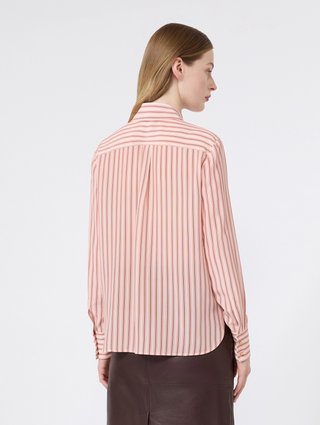 Рожева сорочка в смужку Max Mara з шовку: фото 3 - Invogue