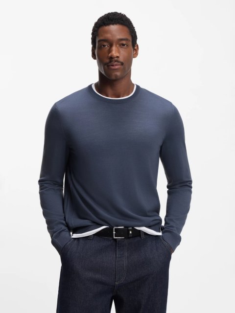 Синій светр BOSS з мериносової вовни: фото 2 - Invogue