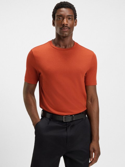 Оранжевая футболка BOSS из хлопка: фото 2 - Invogue
