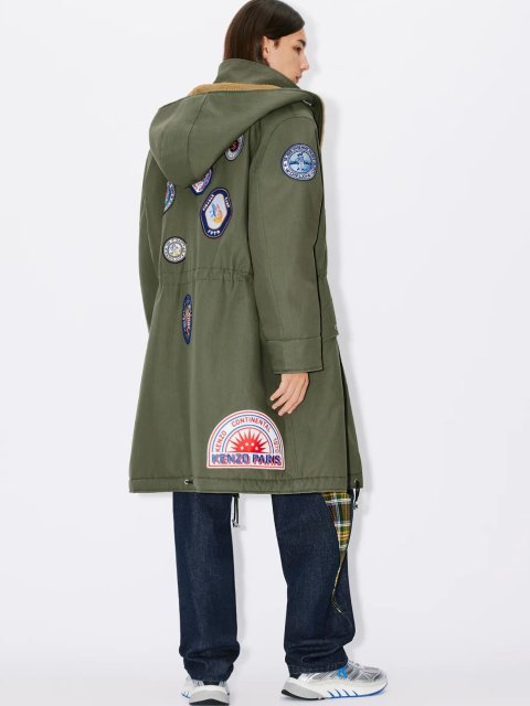 Зимняя парка цвета хаки KENZO прямого кроя: фото 2 - Invogue