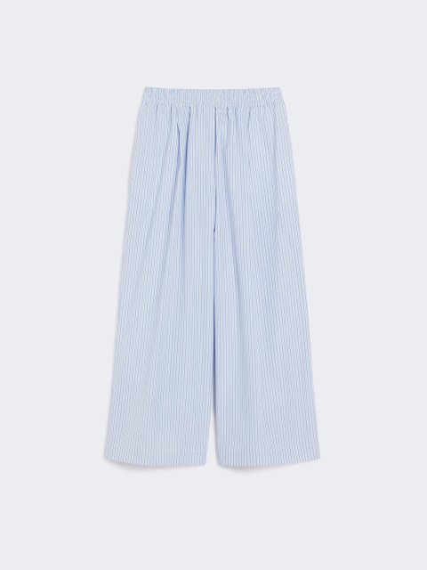 Голубые штаны WEEKEND MAX MARA из хлопкового сатина: фото - Invogue