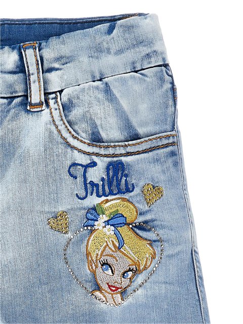 Джинсові шорти з вишивкою Tinkerbell Monnalisa: фото 3 - Invogue