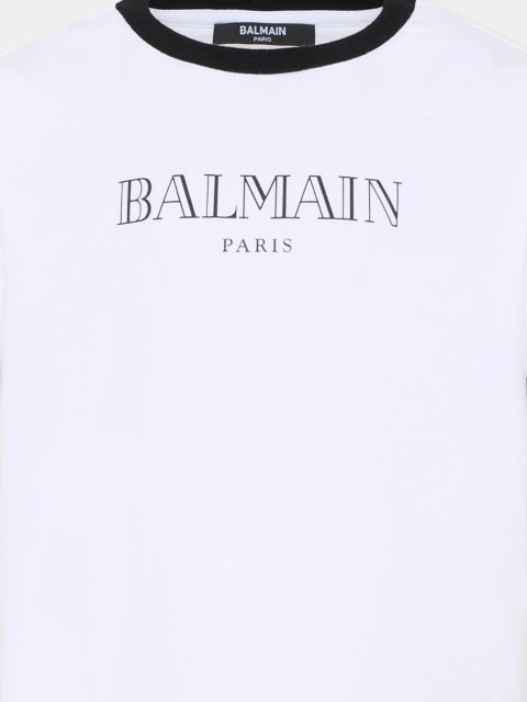 Біла футболка Balmain з чорним логотипом з органічної бавовни: фото 3 - Invogue