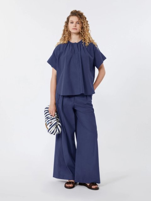 Темно-синя сорочка WEEKEND MAX MARA з бавовняного попліну: фото 1 - Invogue