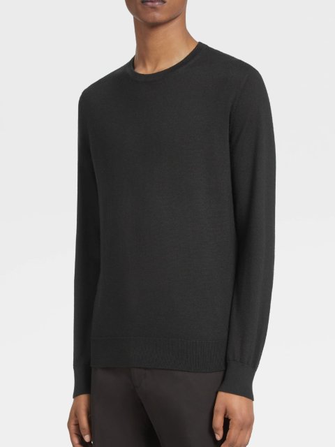 Чорний джемпер Zegna з бленду кашеміру та шовку: фото 1 - Invogue