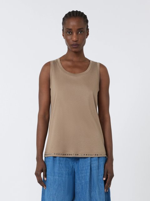 Коричневий топ Max Mara з бавовни та модалу: фото 2 - Invogue