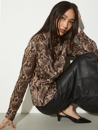 Коричневая рубашка Max&Co жаккардовая: фото 4 - Invogue