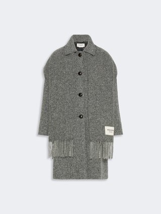 Тёмно-серое пальто Weekend Max Mara из шерсти и полиамида: фото - Invogue