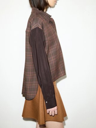 Коричневая рубашка в клетку Max&Co из вискозы: фото 4 - Invogue