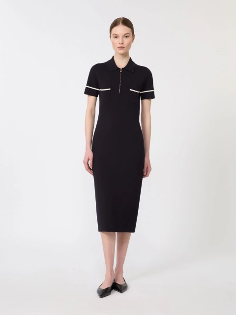 Темно-синя сукня MAX MARA з суміші віскози: фото 3 - Invogue