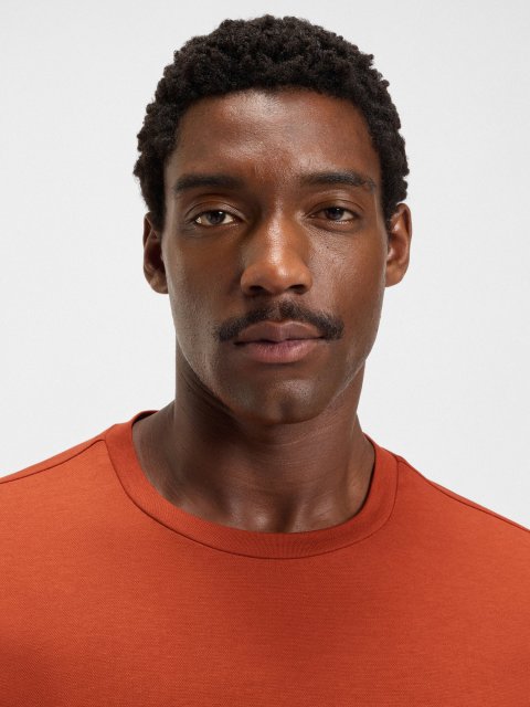 Оранжевая футболка BOSS из хлопка: фото 4 - Invogue