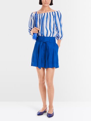 Синие шорты Marc Cain из смеси льна и вискозы: фото 1 - Invogue