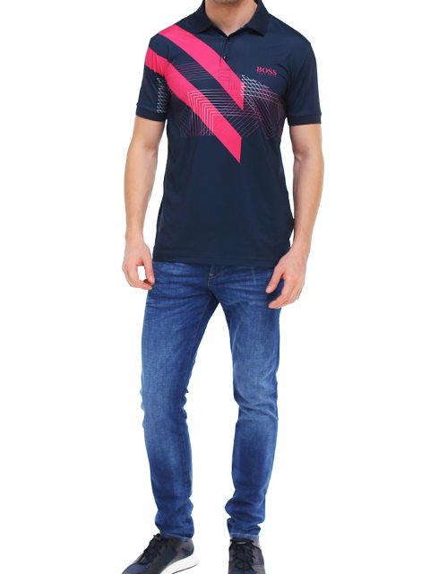 Синее  поло BOSS: фото 1 - Invogue