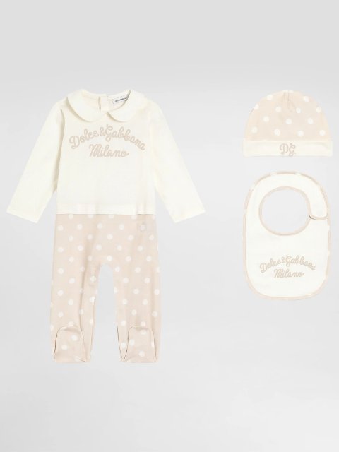 Разноцветный комбинезон, шапочка, слюнявчик DOLCE&GABBANA KIDS из хлопка: фото - Invogue