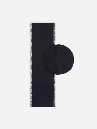 Темно-синий комплект Emporio Armani из берета и шарфа: фото - Invogue