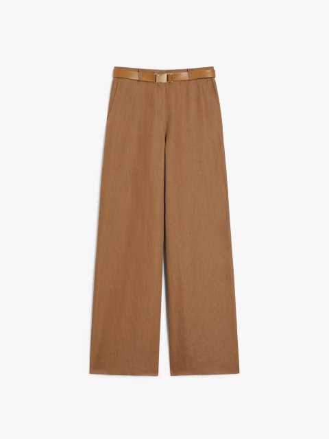Темно-коричневі брюки Max Mara з бавовни та льону: фото - Invogue