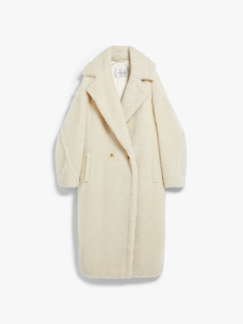 Біле пальто Teddy oversize Max Mara з бленду альпаки та шовку: фото - Invogue