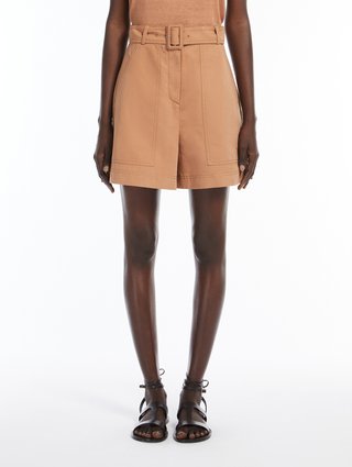 Бежевые бермуды Weekend Max Mara из хлопка и льна: фото 2 - Invogue