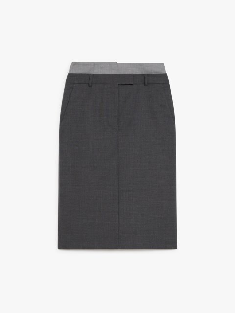 Темно-серая юбка Sportmax миди из шерсти: фото - Invogue