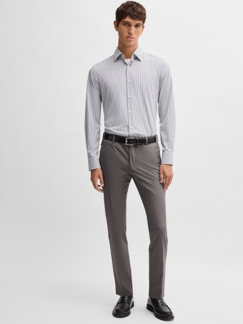 Сірі брюки BOSS крою slim: фото 1 - Invogue