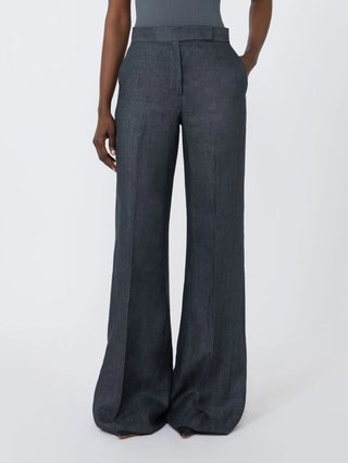 Cірі брюки Max Mara з льону: фото 2 - Invogue