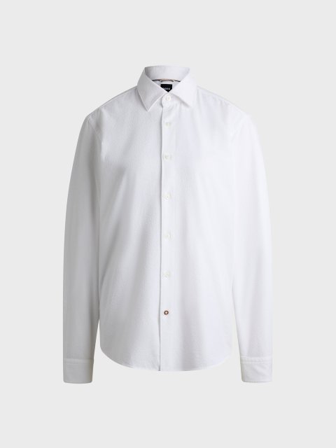 Белая рубашка Boss из итальянского букле: фото - Invogue