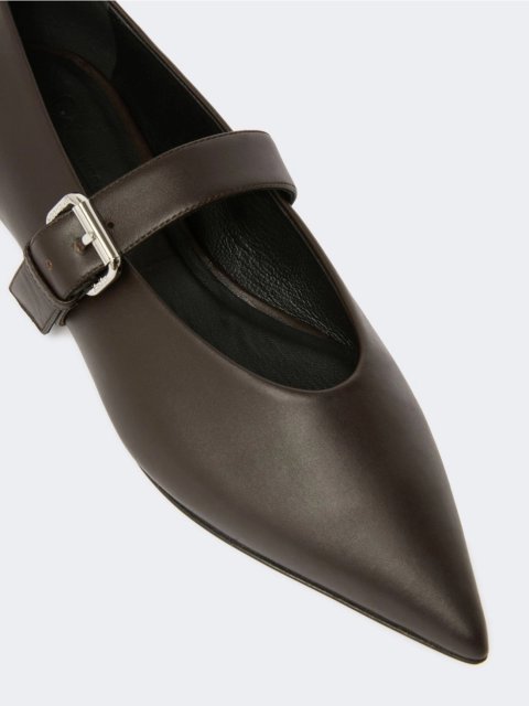 Темно-коричневі балетки Weekend Max Mara зі шкіри: фото 2 - Invogue