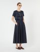 Темно-синя футболка MAX MARA з віскозного атласу: фото 1 - Invogue