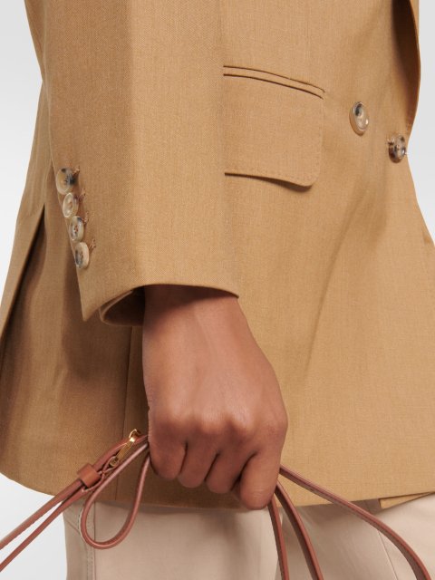 Темно-бежевий двубортний жакет Max Mara з суміші вовни, мохеру та шовку: фото 4 - Invogue