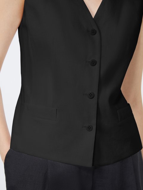 Чорний жилет Max Mara з льону: фото 4 - Invogue