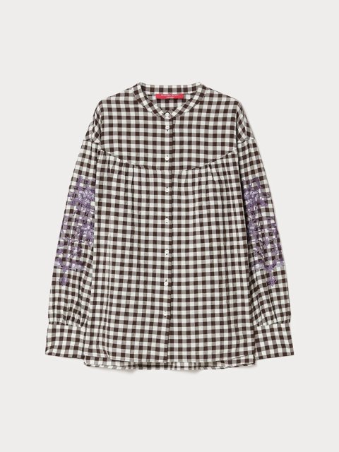 Блуза с клетчатым узором Marina Rinaldi из смеси хлопка: фото - Invogue