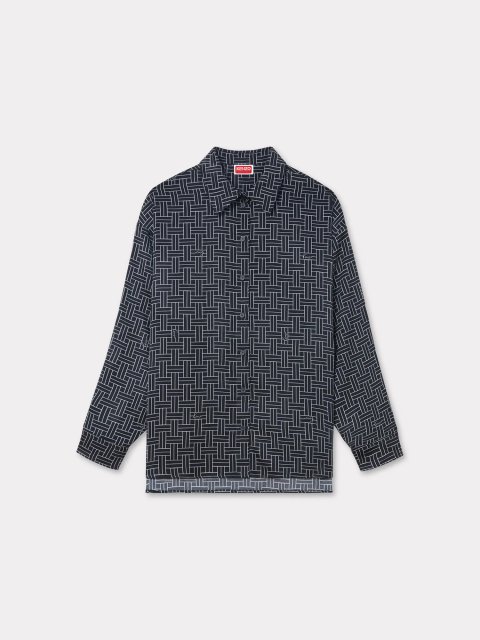 Черная рубашка Kenzo с орнаментом: фото - Invogue