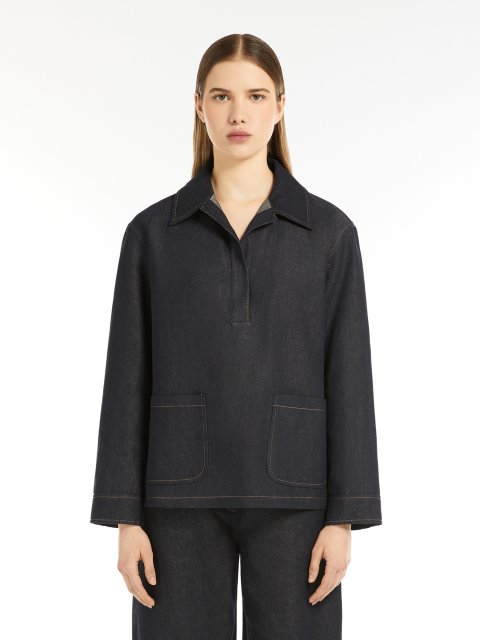 Темно-синій жакет Max Mara з бавовни та льону: фото 2 - Invogue