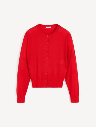 Червоний кардиган BY MALENE BIRGER з суміші вовни та шовку: фото - Invogue