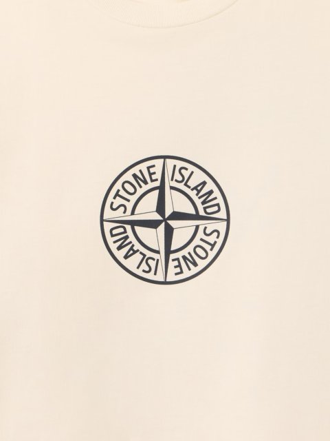 Молочна футболка Stone Island з бавовни з принтом: фото 2 - Invogue
