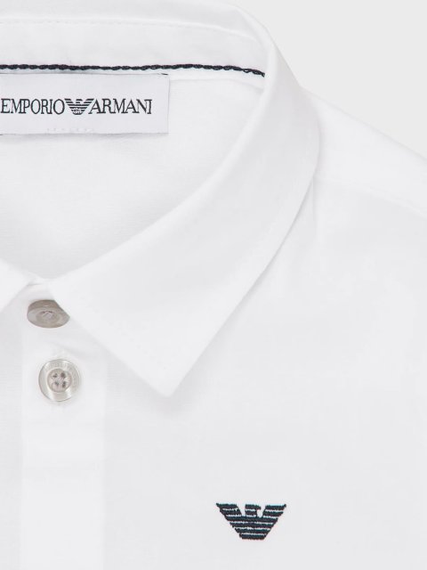 Белая рубашка EMPORIO ARMANI KIDS из хлопка: фото 2 - Invogue