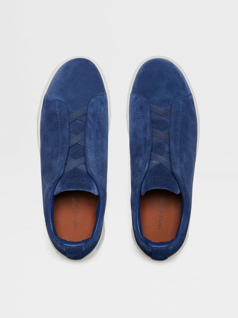Синие замшевые кеды ZEGNA Triple Stitch™: фото 4 - Invogue