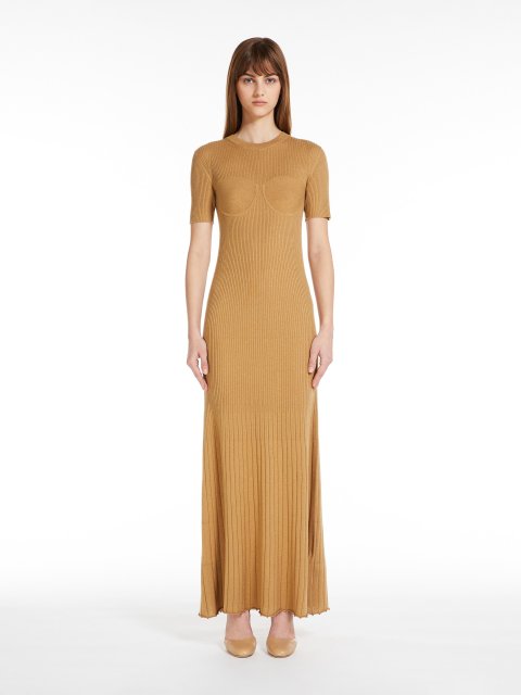 Темно-бежева сукня Max Mara з шовку та кашеміру: фото 1 - Invogue