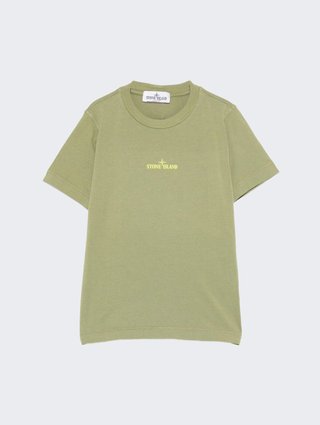 Оливкова футболка Stone Island з бавовни з логотипом: фото - Invogue