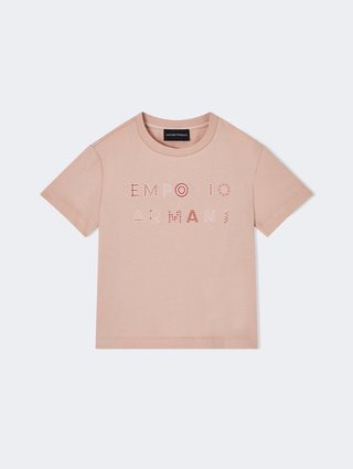 Футболка из хлопкового джерси с круглым вырезом Emporio Armani Kids: фото - Invogue