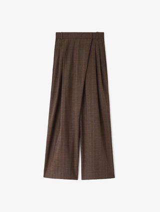 Коричневые брюки Ganni из шерсти: фото - Invogue