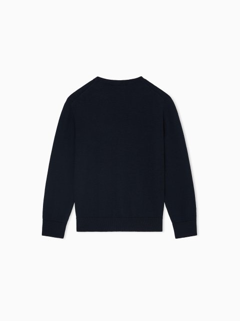 Темно-синій светр EMPORIO ARMANI KIDS з бавовни та вовни: фото 2 - Invogue