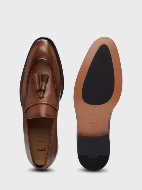 Коричневые лоферы BOSS: фото 2 - Invogue